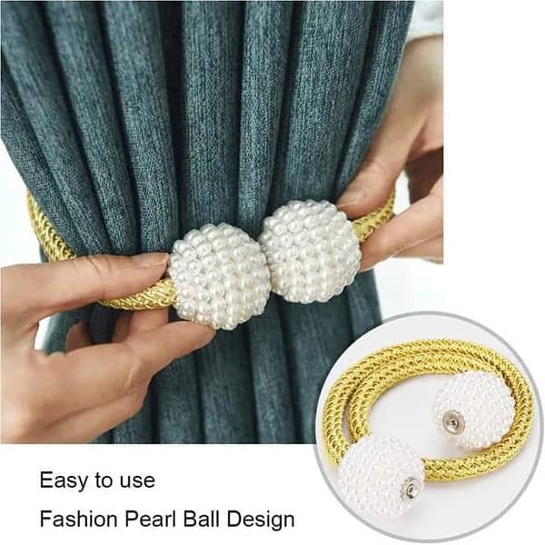 T  1Pc Magnetic Curtain Tieback Tie Backs Holdbacks Buckle Clip Strap Magnet Pearl Ball Curtain Hanging Belts Rods Rope Accessoires
