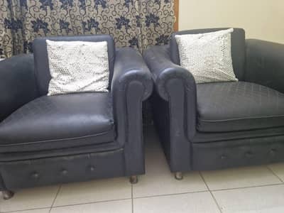 2 Premium Leather Sofa Chairs / 1+1 Sofa Set