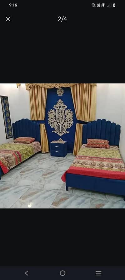 single Beds with side table and matterus