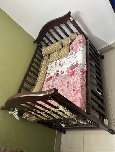 Wooden Baby Bed with Foam