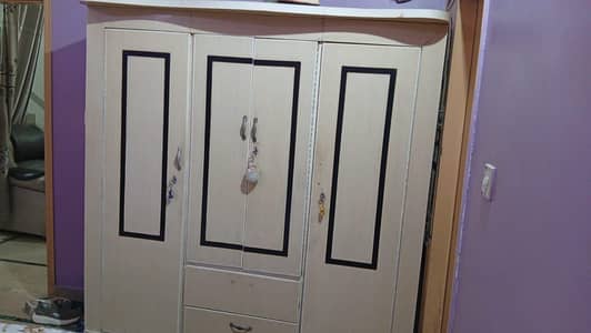 Modern Double Bed Set with Wardrobe, Dressing Table & 2 Side Tables