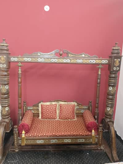 Antique Carved Wooden Jhoola – 2 Seater Swing Sofa