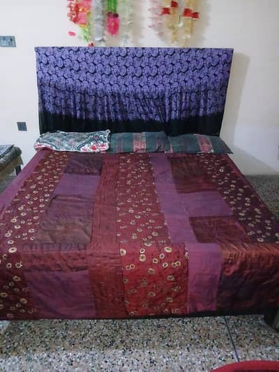 Wooden Double Bed with Mattress & Waterproof Sheet