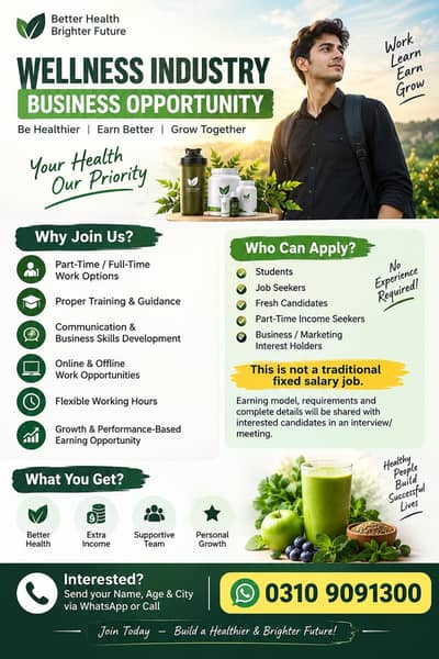 Wellness Industry – Business Opportunity / Part-Time Work