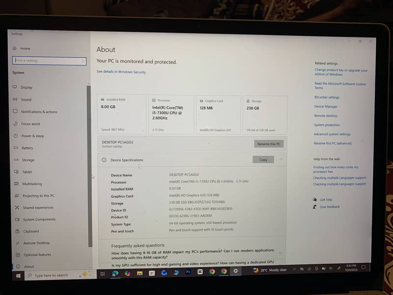microsoft  Surface laptop 2 9