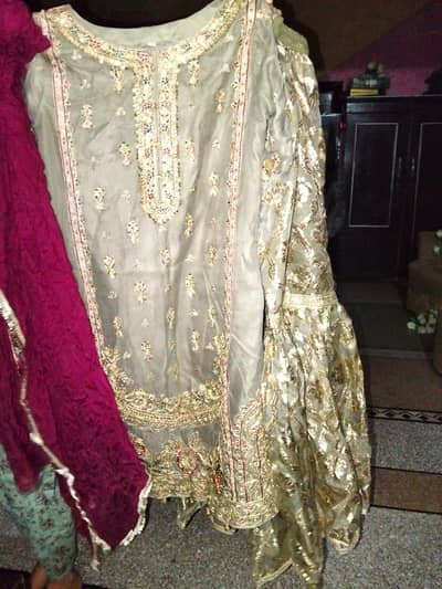 beautiful shirt and sharara with contrast dupata