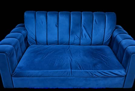 Blue Velvet Sofa Set 2 Double + 3 Single Seater