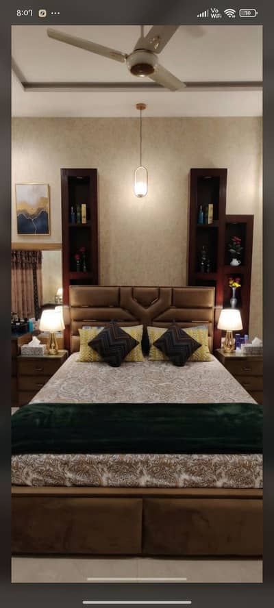 Beautiful complete bedroom set - bed ,side tables , dressing&storage