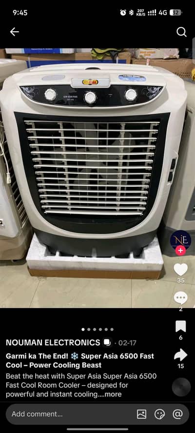 SUPER ASIA ROOM COOLAR AC DC ECM 6500 FAST AND COOL AIR COOLER