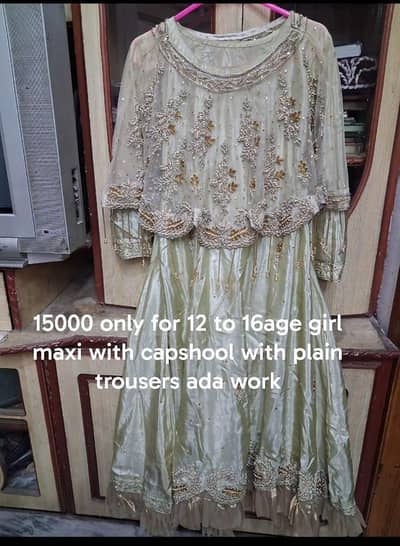 Elegant Mint Green Embroidered Maxi with Trouser