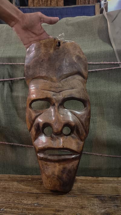 Handmade Wooden Mask – Traditional Wall Decor