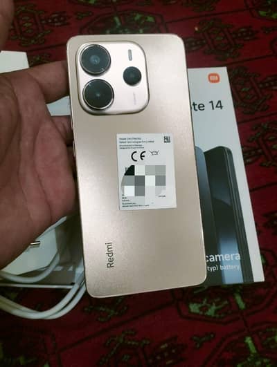 Xiaomi Redmi Note 14 8gb 128gb complete box sand gold color 10/10 cond