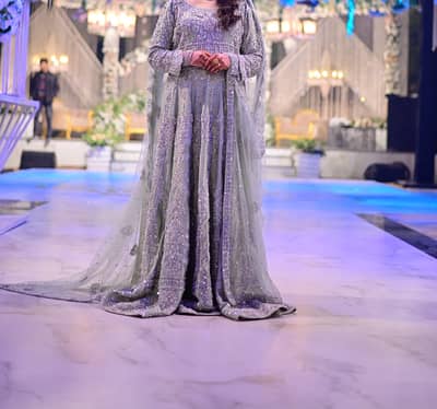 Luxury Walima Bridal Maxi | Front & Bank same work | Mint green