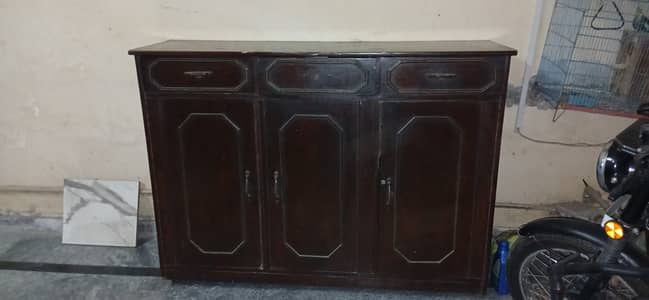 Wooden Sideboard / Storage Cabinet, 5 ft Long, 3 Drawers + 3 Doors