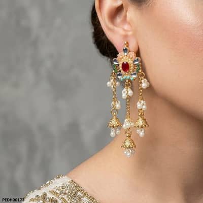 pearl jumka drop earrings