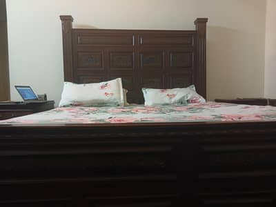 King Size Bed with 2 side tables and mattess