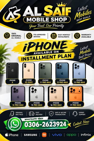 i Phone 8plus, 11,12,13,14,15 pro max on instalment Whatsap