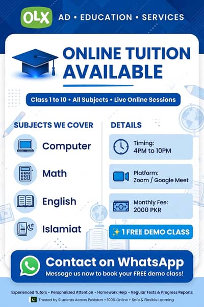 Online tuition available for 1 to 10