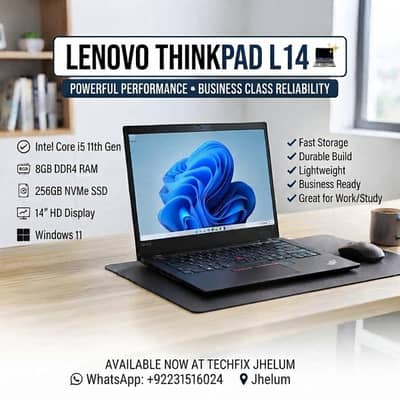Lenovo Thinkpad L14 I5 11th GEN 8GB DDR4 RAM AND 256GB Nvme SSD