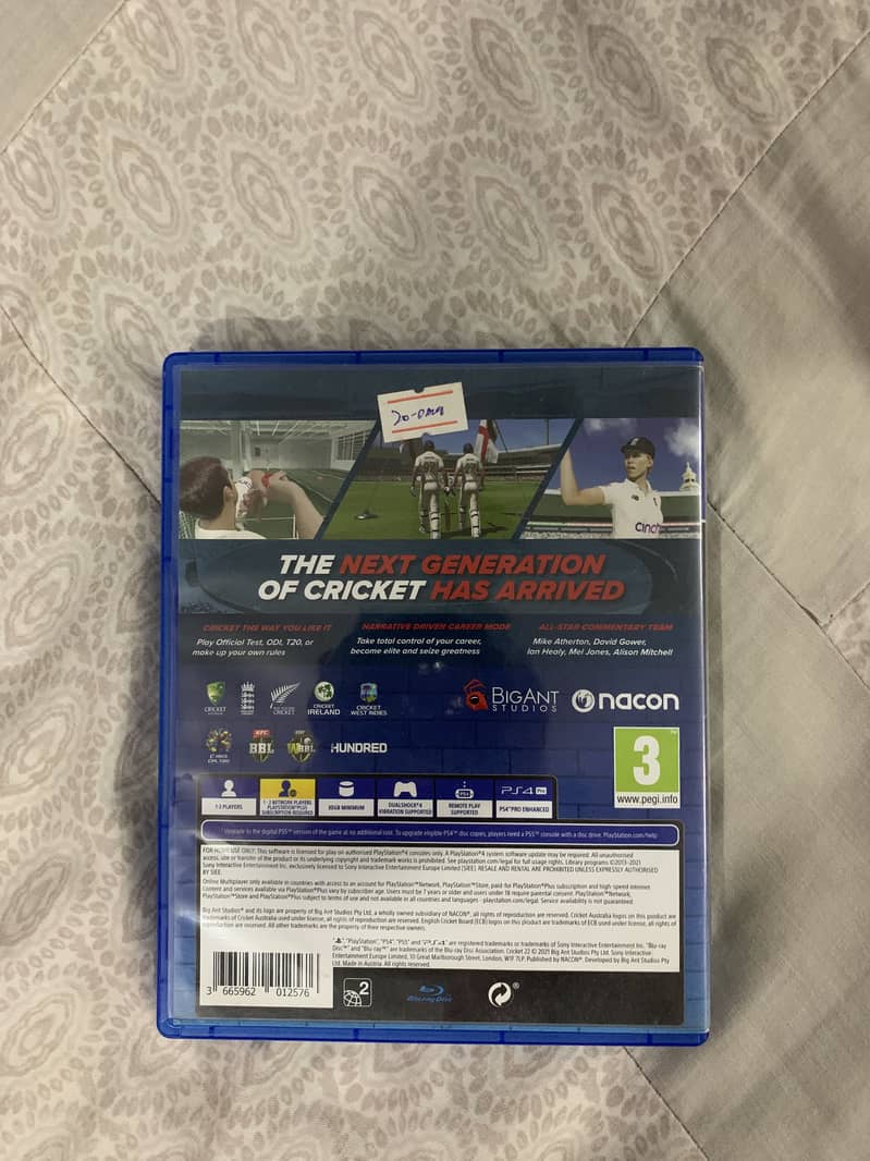 Cricket 22 ps4 disk 1