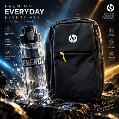 New hp Laptop bag with premium water bottle