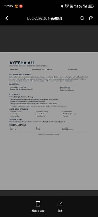 looking for job