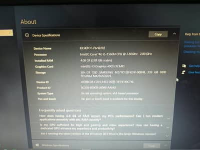 Core i5 3rd Gen Laptop - 4GB RAM / 128GB SSD + 250GB HDD