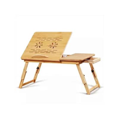 Bamboo Wooden Laptop Table with Cooling Fan