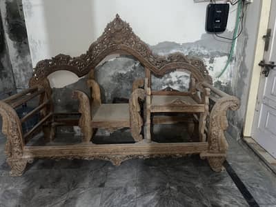 Heavy Traditional Hand-Carved Sofa Skeleton (Unpolished)