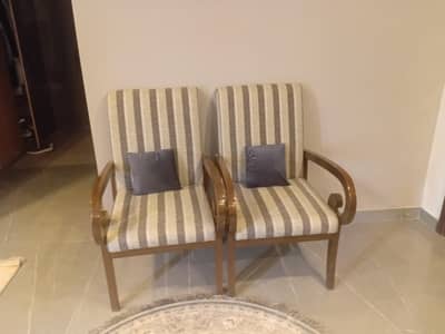 two set chairs  pure wooden  golden and brown