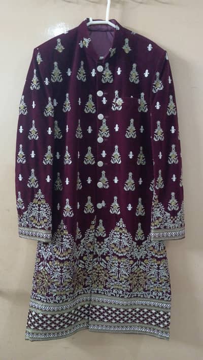 Sherwani, Full Set, Almost New, Full Heavy Both Side Embroidery