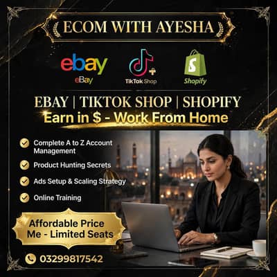 TikTok shop ,ebay and Shopify  live online classes in affordable price