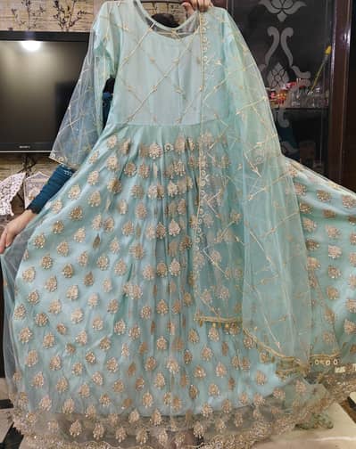 light blue maxi with dupatta