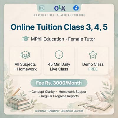 Online Female Tutor For Grade 3-4-5 Mphil Education Haripur