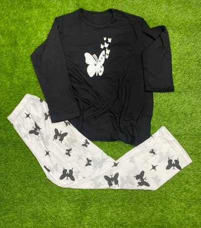 Night Suit For Woman With Butterfly Print