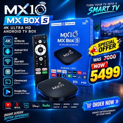 Mx10 ANDROID TV box with voice remote 8gb/128gb 0326/4174/150
