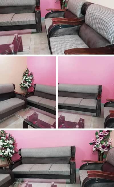 Sofa with glass table