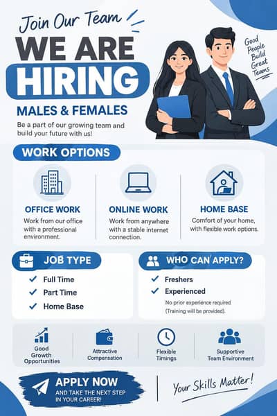 we are hiring males and females staff