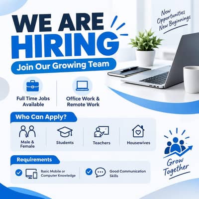 we are hiring males and females staff.