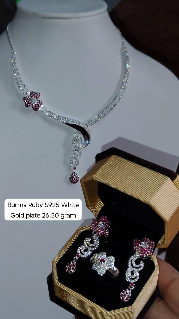 Burma Ruby Necklace Silver 0