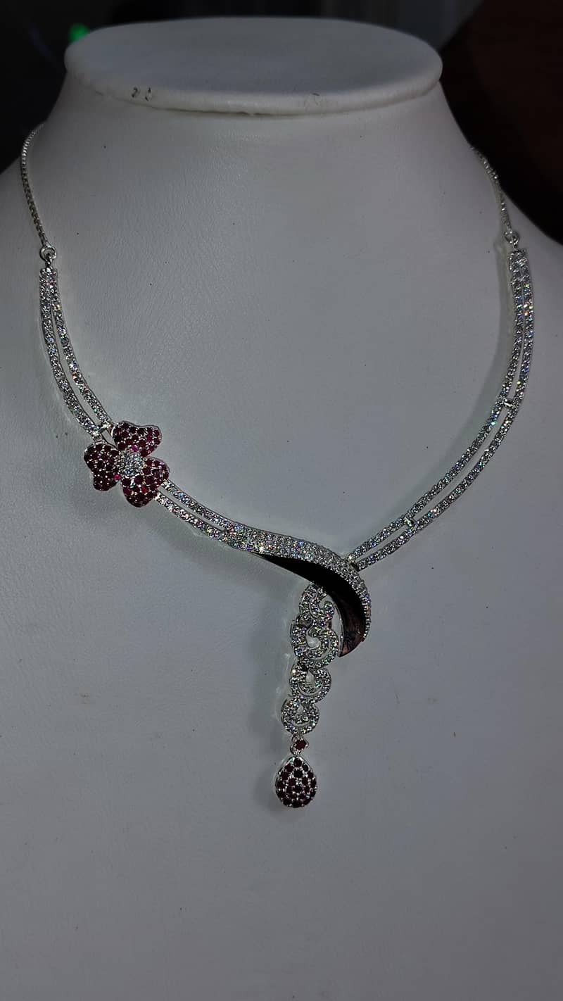 Burma Ruby Necklace Silver 1
