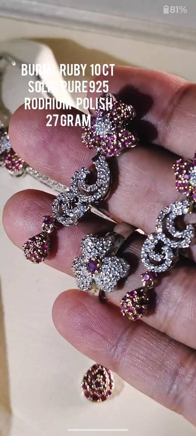 Burma Ruby Necklace Silver 2