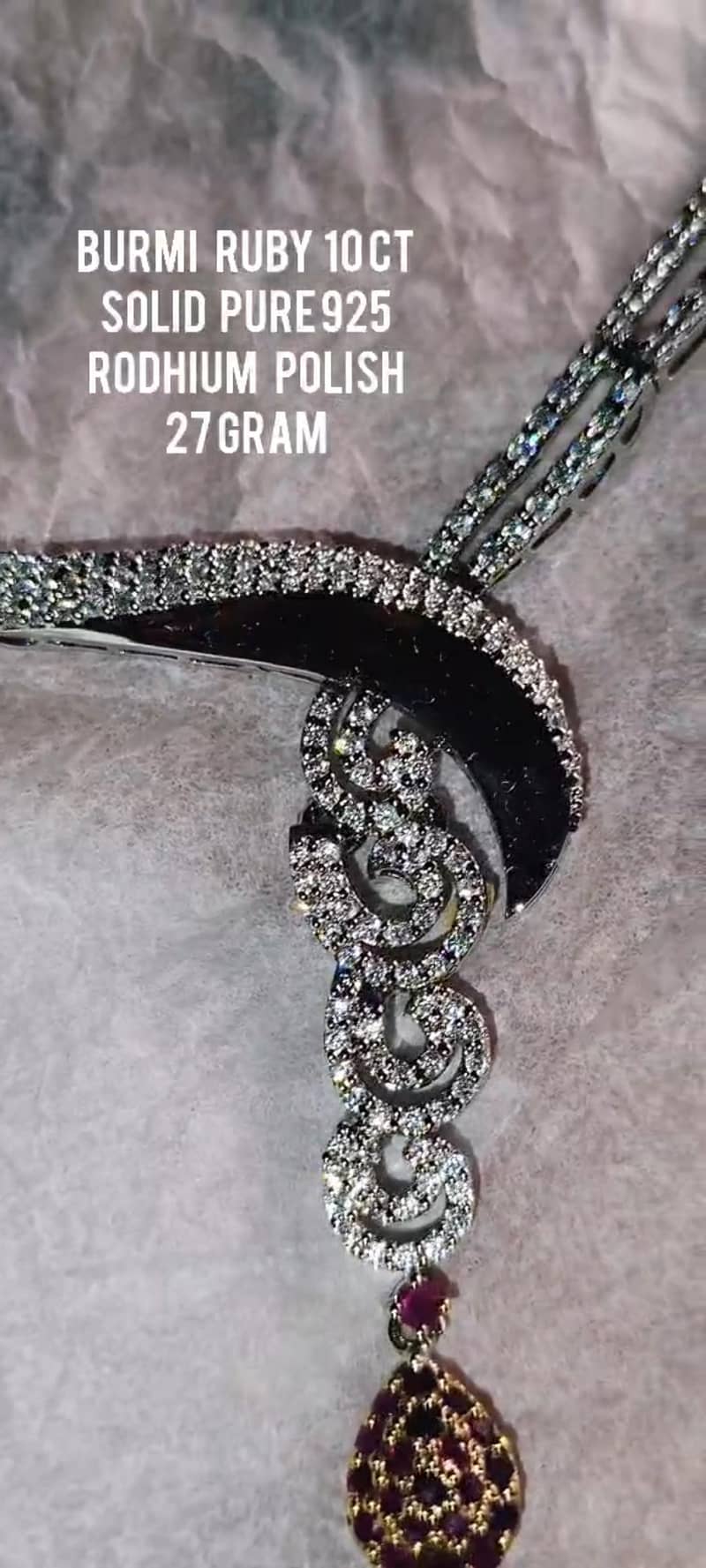 Burma Ruby Necklace Silver 3