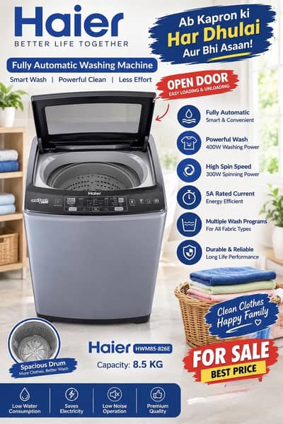 Haier 8.5 KG Fully Automatic Washing Machine — For Sale