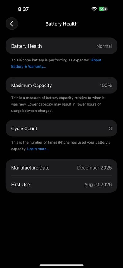 17 pro max 4cc 100 Battery