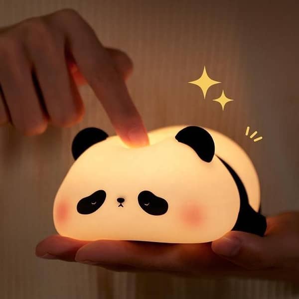 Cute Panda LED Night Light USB Rechargeable Soft Silicone Sleeping Lamp for Kids Bedroom