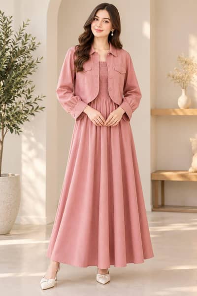 Women Elegant Co-ord Dress and Jacket Set