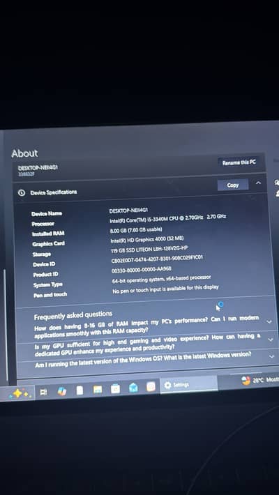 Core i5 3rd Gen | 8GB RAM | 128GB SSD | Intel HD Graphics | Windows 10