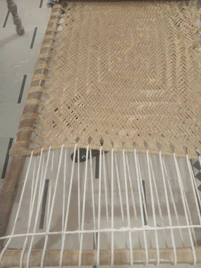 Set of 2 Traditional Wooden Charpai, Solid Wood & Strong Weaving