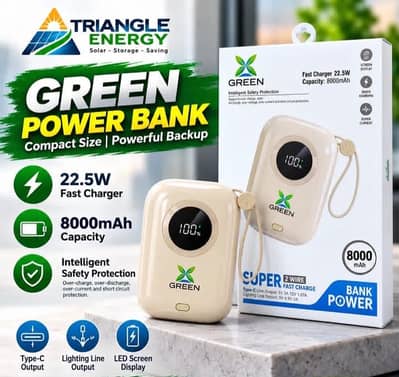 Green Power Bank 8000 MAH